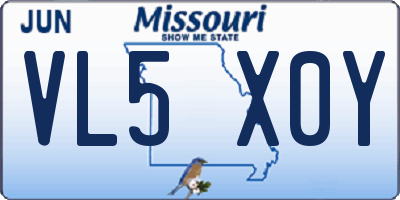 MO license plate VL5X0Y