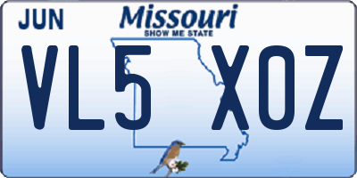 MO license plate VL5X0Z