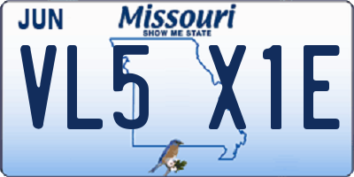 MO license plate VL5X1E