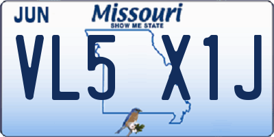 MO license plate VL5X1J