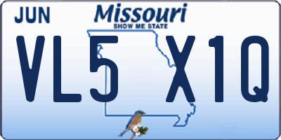 MO license plate VL5X1Q