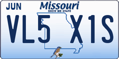 MO license plate VL5X1S