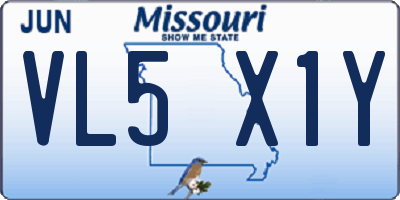 MO license plate VL5X1Y