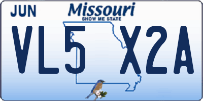 MO license plate VL5X2A