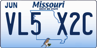 MO license plate VL5X2C
