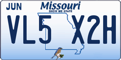 MO license plate VL5X2H