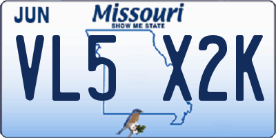MO license plate VL5X2K