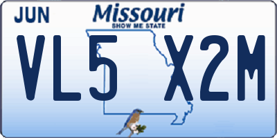 MO license plate VL5X2M
