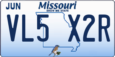 MO license plate VL5X2R
