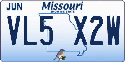 MO license plate VL5X2W