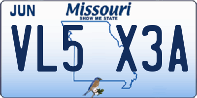 MO license plate VL5X3A