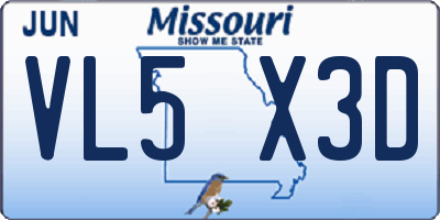 MO license plate VL5X3D