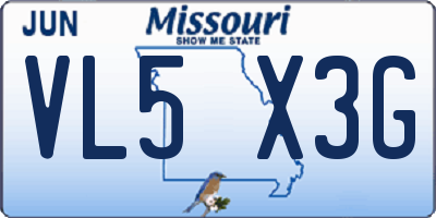MO license plate VL5X3G