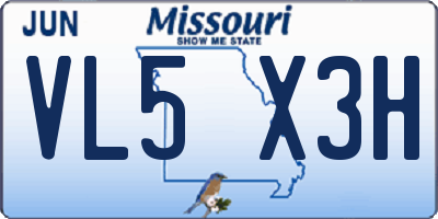 MO license plate VL5X3H