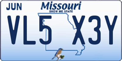 MO license plate VL5X3Y