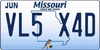 MO license plate VL5X4D