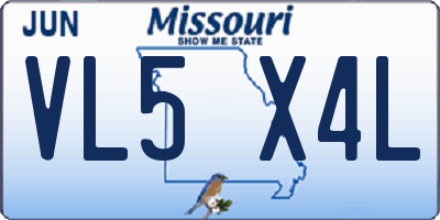 MO license plate VL5X4L