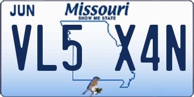 MO license plate VL5X4N