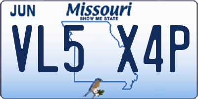 MO license plate VL5X4P