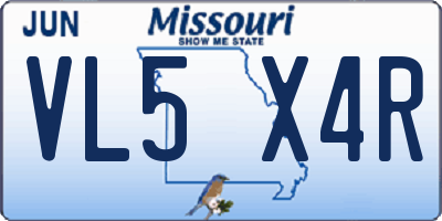 MO license plate VL5X4R