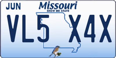 MO license plate VL5X4X