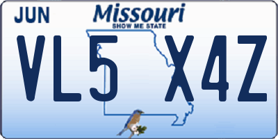 MO license plate VL5X4Z