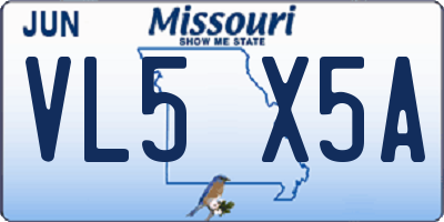 MO license plate VL5X5A