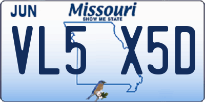 MO license plate VL5X5D
