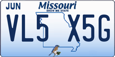 MO license plate VL5X5G