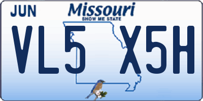 MO license plate VL5X5H