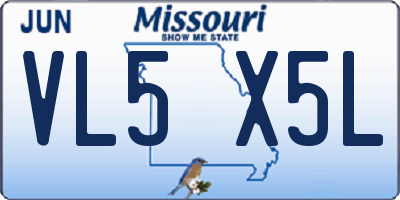 MO license plate VL5X5L