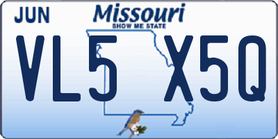 MO license plate VL5X5Q