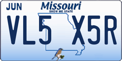 MO license plate VL5X5R