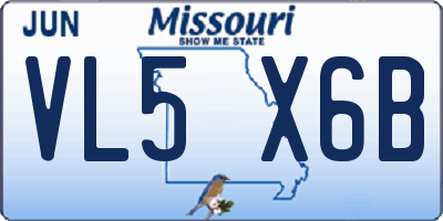 MO license plate VL5X6B