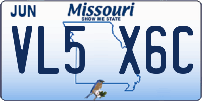 MO license plate VL5X6C