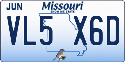 MO license plate VL5X6D