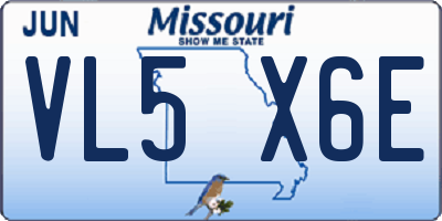 MO license plate VL5X6E