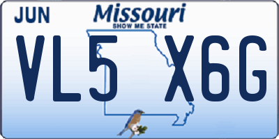MO license plate VL5X6G