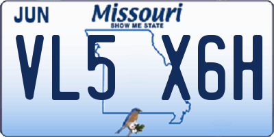 MO license plate VL5X6H
