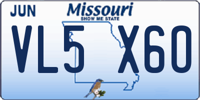 MO license plate VL5X6O