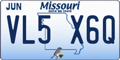 MO license plate VL5X6Q