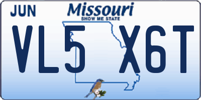 MO license plate VL5X6T