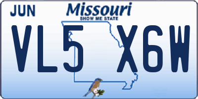 MO license plate VL5X6W