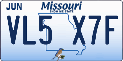 MO license plate VL5X7F