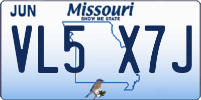 MO license plate VL5X7J