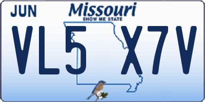 MO license plate VL5X7V