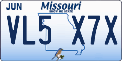 MO license plate VL5X7X