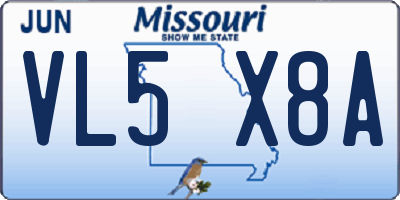 MO license plate VL5X8A