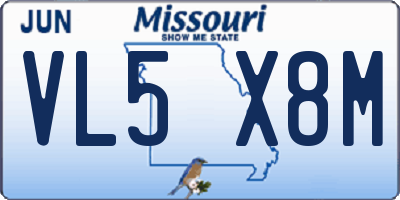 MO license plate VL5X8M