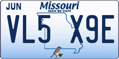 MO license plate VL5X9E